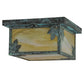 Meyda Lighting Hyde Park 17" 2-Light Verdigris Maple Leaf Flush Mount Light With Beige Iridescent Shade Glass