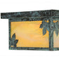 Meyda Lighting Hyde Park 17" 2-Light Verdigris Maple Leaf Flush Mount Light With Beige Iridescent Shade Glass