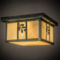 Meyda Lighting Hyde Park 17" 2-Light Verdigris Sprig Flush Mount Light With Beige Iridescent Shade Glass