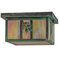 Meyda Lighting Hyde Park 17" 2-Light Verdigris Sprig Flush Mount Light With Beige Iridescent Shade Glass