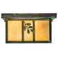 Meyda Lighting Hyde Park 17" 2-Light Verdigris Sprig Flush Mount Light With Beige Iridescent Shade Glass