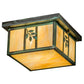Meyda Lighting Hyde Park 17" 2-Light Verdigris Sprig Flush Mount Light With Beige Iridescent Shade Glass