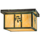 Meyda Lighting Hyde Park 17" 2-Light Verdigris Sprig Flush Mount Light With Beige Iridescent Shade Glass
