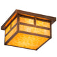 Meyda Lighting Hyde Park 17" 2-Light Vintage Copper "T" Mission Flush Mount Light With Beige Art Shade Glass