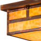 Meyda Lighting Hyde Park 17" 2-Light Vintage Copper "T" Mission Flush Mount Light With Beige Art Shade Glass