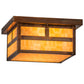 Meyda Lighting Hyde Park 17" 2-Light Vintage Copper "T" Mission Flush Mount Light With Beige Art Shade Glass