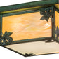 Meyda Lighting Hyde Park 17" 4-Light Verdigris Maple Leaf Flush Mount Light With Beige Iridescent Shade Glass