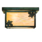 Meyda Lighting Hyde Park 17" 4-Light Verdigris Maple Leaf Flush Mount Light With Beige Iridescent Shade Glass