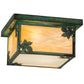 Meyda Lighting Hyde Park 17" 4-Light Verdigris Maple Leaf Flush Mount Light With Beige Iridescent Shade Glass
