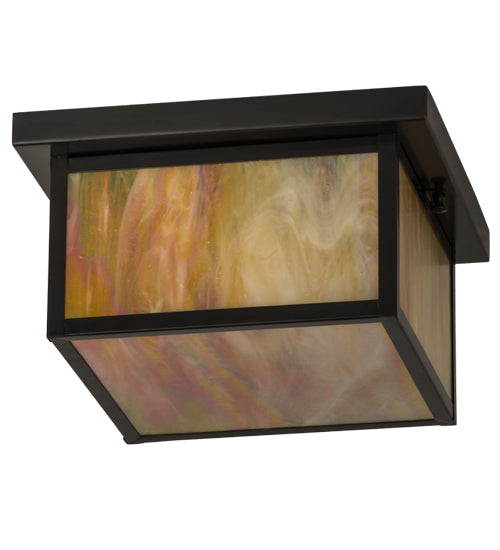 Meyda Lighting Hyde Park 17" Brown Flushmount With Beige Iridescent Shade Glass