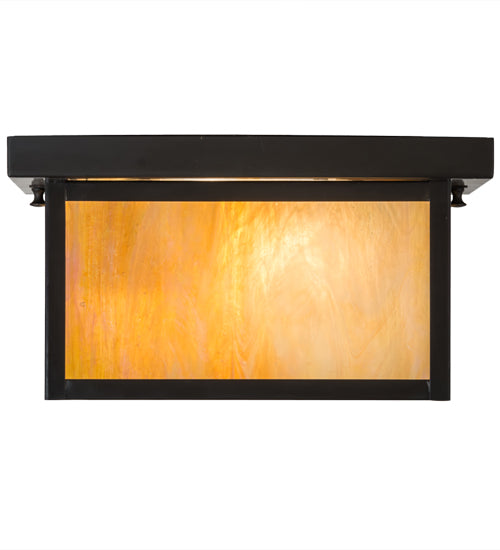 Meyda Lighting Hyde Park 17" Brown Flushmount With Beige Iridescent Shade Glass