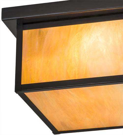 Meyda Lighting Hyde Park 17" Brown Flushmount With Beige Iridescent Shade Glass