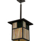 Meyda Lighting Hyde Park 17" Craftsman Brown Pendant Light With Beige Iridescent & Green Shade Glass