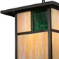 Meyda Lighting Hyde Park 17" Craftsman Brown Pendant Light With Beige Iridescent & Green Shade Glass