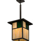 Meyda Lighting Hyde Park 17" Craftsman Brown Pendant Light With Beige Iridescent & Green Shade Glass