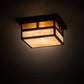 Meyda Lighting Hyde Park 17" Craftsman Brown "T" Mission Flush Mount Light With Beige Iridescent And Amber Mica Shade Glass