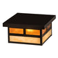 Meyda Lighting Hyde Park 17" Craftsman Brown "T" Mission Flush Mount Light With Beige Iridescent And Amber Mica Shade Glass