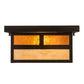 Meyda Lighting Hyde Park 17" Craftsman Brown "T" Mission Flush Mount Light With Beige Iridescent And Amber Mica Shade Glass