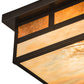 Meyda Lighting Hyde Park 17" Craftsman Brown "T" Mission Flush Mount Light With Beige Iridescent And Amber Mica Shade Glass