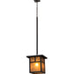 Meyda Lighting Hyde Park 17" Craftsman Brown "T" Mission Pendant Light With Amber Mica Shade Glass