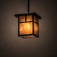 Meyda Lighting Hyde Park 17" Craftsman Brown "T" Mission Pendant Light With Amber Mica Shade Glass