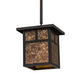 Meyda Lighting Hyde Park 17" Craftsman Brown "T" Mission Pendant Light With Amber Mica Shade Glass