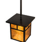 Meyda Lighting Hyde Park 17" Craftsman Brown "T" Mission Pendant Light With Amber Mica Shade Glass