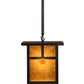 Meyda Lighting Hyde Park 17" Craftsman Brown "T" Mission Pendant Light With Amber Mica Shade Glass