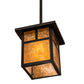 Meyda Lighting Hyde Park 17" Craftsman Brown "T" Mission Pendant Light With Amber Mica Shade Glass
