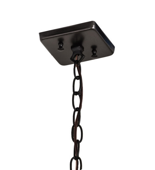 Meyda Lighting Hyde Park 17" Craftsman Brown "T" Mission Pendant Light With Amber Mica Shade Glass