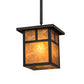 Meyda Lighting Hyde Park 17" Craftsman Brown "T" Mission Pendant Light With Amber Mica Shade Glass