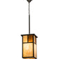 Meyda Lighting Hyde Park 17" Craftsman Brown "T" Mission Pendant Light With Beige Art & Amber Mica Shade
