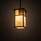 Meyda Lighting Hyde Park 17" Craftsman Brown "T" Mission Pendant Light With Beige Art & Amber Mica Shade