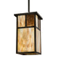 Meyda Lighting Hyde Park 17" Craftsman Brown "T" Mission Pendant Light With Beige Art & Amber Mica Shade