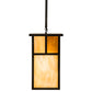 Meyda Lighting Hyde Park 17" Craftsman Brown "T" Mission Pendant Light With Beige Art & Amber Mica Shade