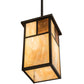 Meyda Lighting Hyde Park 17" Craftsman Brown "T" Mission Pendant Light With Beige Art & Amber Mica Shade