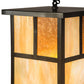 Meyda Lighting Hyde Park 17" Craftsman Brown "T" Mission Pendant Light With Beige Art & Amber Mica Shade