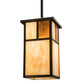 Meyda Lighting Hyde Park 17" Craftsman Brown "T" Mission Pendant Light With Beige Art & Amber Mica Shade