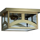 Meyda Lighting Hyde Park 17" Natural Brass Flush Mount Light With Clear Shade Glass