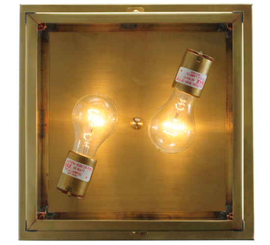 Meyda Lighting Hyde Park 17" Natural Brass Flush Mount Light With Clear Shade Glass