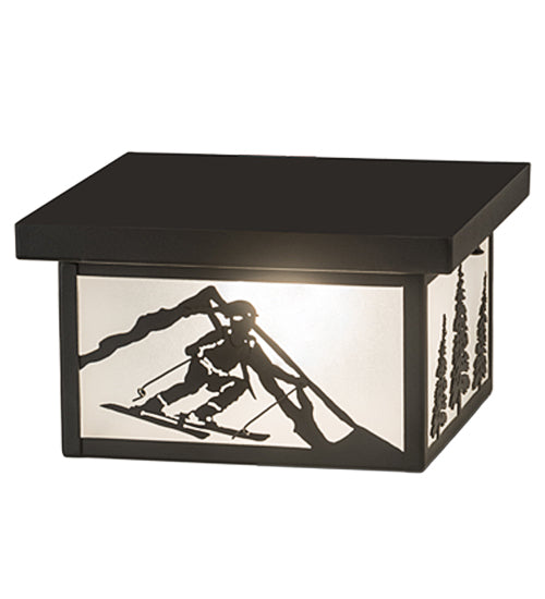 Meyda Lighting Hyde Park 17" Textured Black Alpine Flush Mount Light With White Contrail Mist Idalight Shade Glass