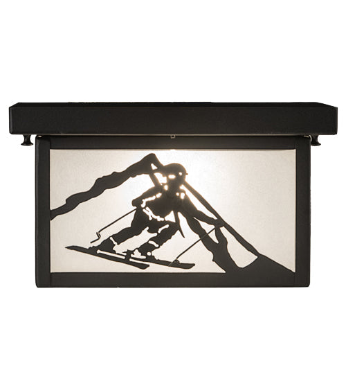 Meyda Lighting Hyde Park 17" Textured Black Alpine Flush Mount Light With White Contrail Mist Idalight Shade Glass