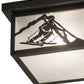 Meyda Lighting Hyde Park 17" Textured Black Alpine Flush Mount Light With White Contrail Mist Idalight Shade Glass