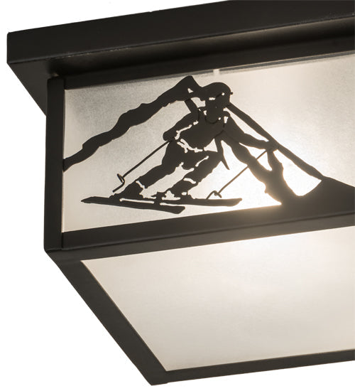 Meyda Lighting Hyde Park 17" Textured Black Alpine Flush Mount Light With White Contrail Mist Idalight Shade Glass