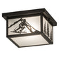 Meyda Lighting Hyde Park 17" Textured Black Alpine Flush Mount Light With White Contrail Mist Idalight Shade Glass