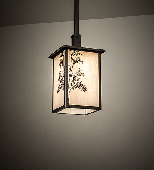 Meyda Lighting Hyde Park 18" Oil Rubbed Bronze Bambuseae Pendant Light With Fleshtone Idalight Shade