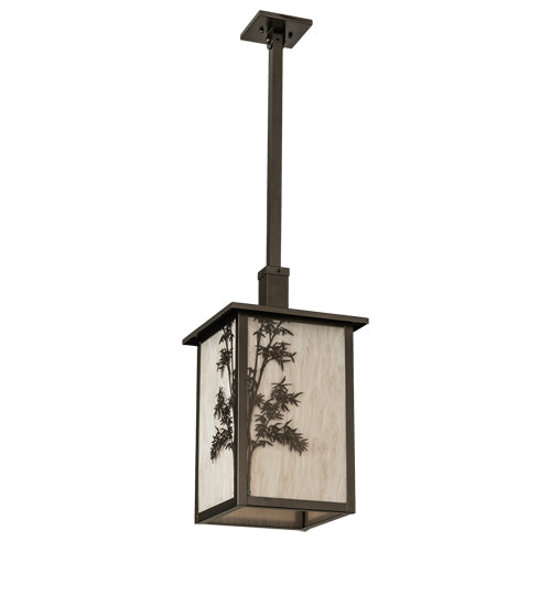 Meyda Lighting Hyde Park 18" Oil Rubbed Bronze Bambuseae Pendant Light With Fleshtone Idalight Shade