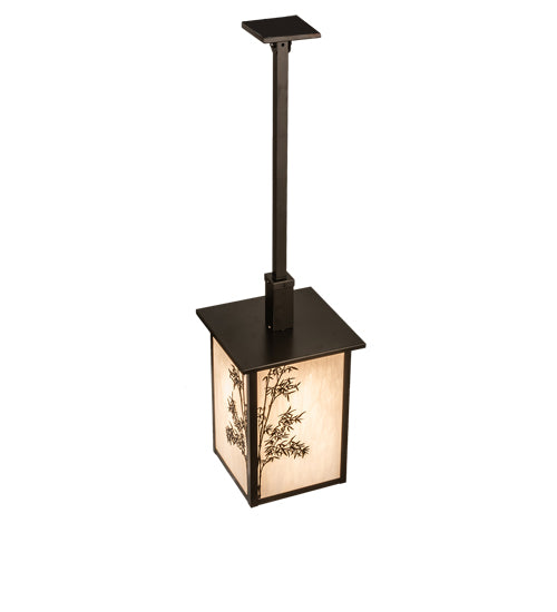 Meyda Lighting Hyde Park 18" Oil Rubbed Bronze Bambuseae Pendant Light With Fleshtone Idalight Shade