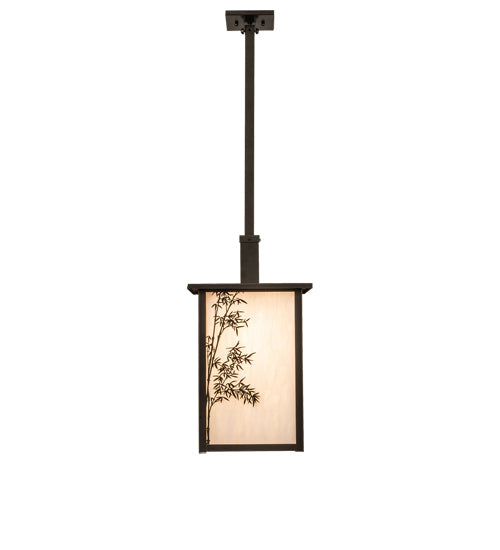Meyda Lighting Hyde Park 18" Oil Rubbed Bronze Bambuseae Pendant Light With Fleshtone Idalight Shade