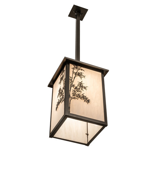 Meyda Lighting Hyde Park 18" Oil Rubbed Bronze Bambuseae Pendant Light With Fleshtone Idalight Shade